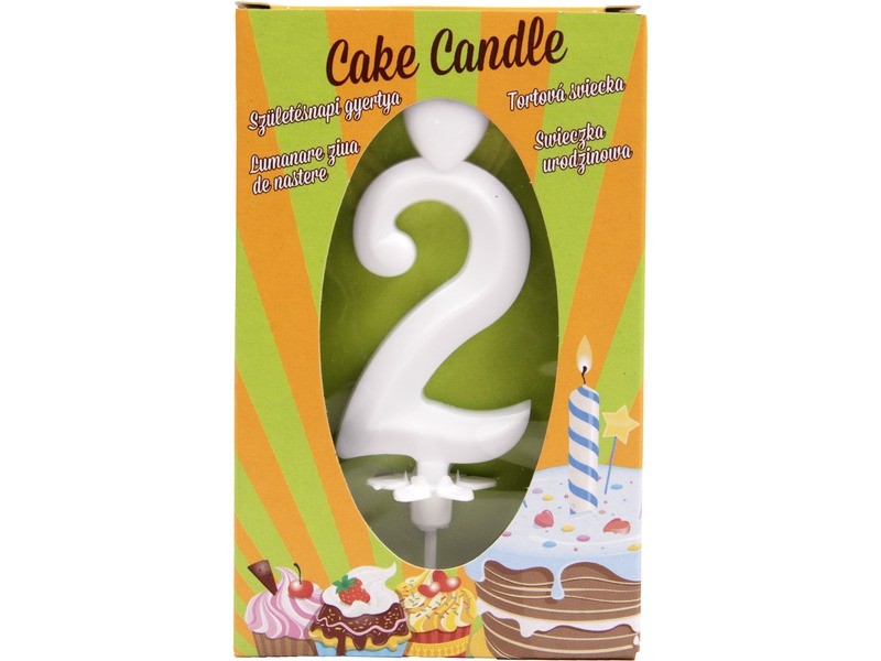 Fehér számgyertya 2 - tortadísz