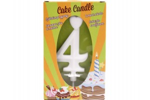 Fehér számgyertya 4 tortára