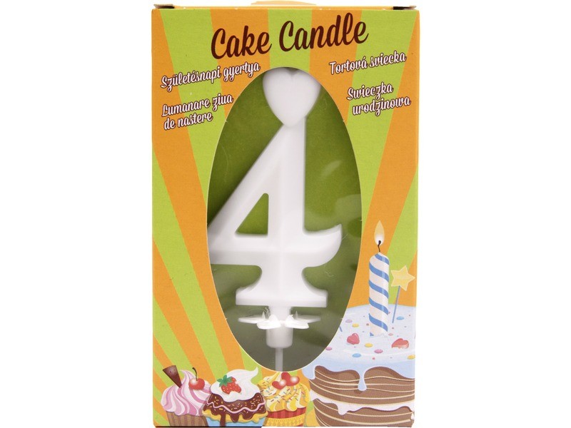 Fehér számgyertya 4 tortára