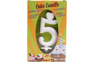 Fehér számgyertya 5