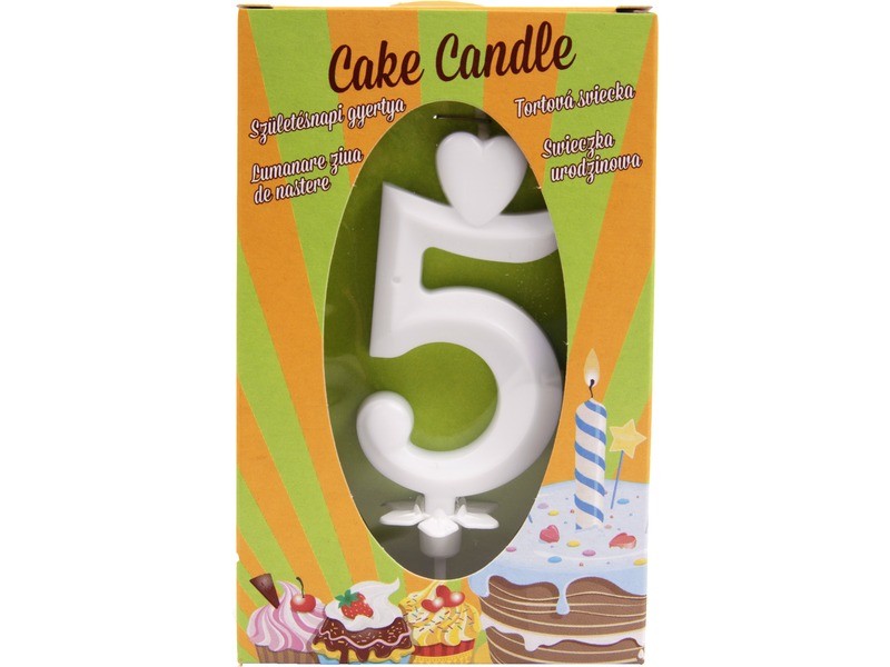 Fehér számgyertya 5