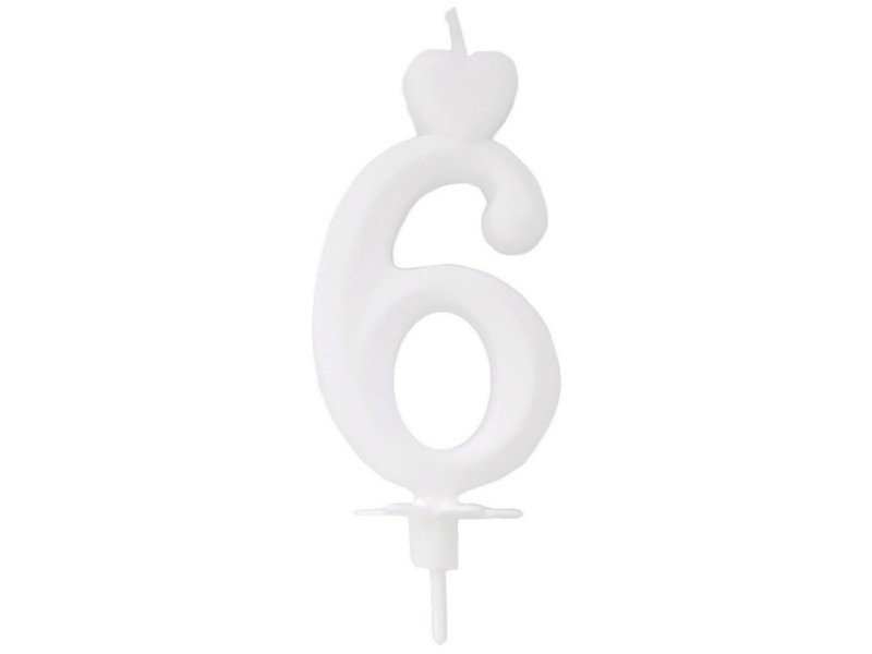 Számgyertya 6 - fehér tortagyertya