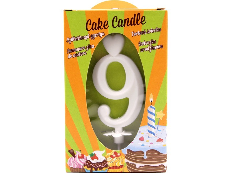 Számgyertya 9 - fehér tortagyertya