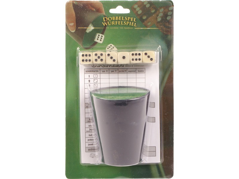 Pohár 6 dobókockával - dobókocka készlet
