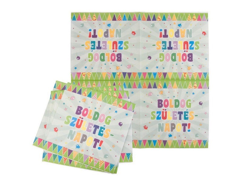 Boldog szülinapot zöld papírszalvéta 16 db — 33 cm