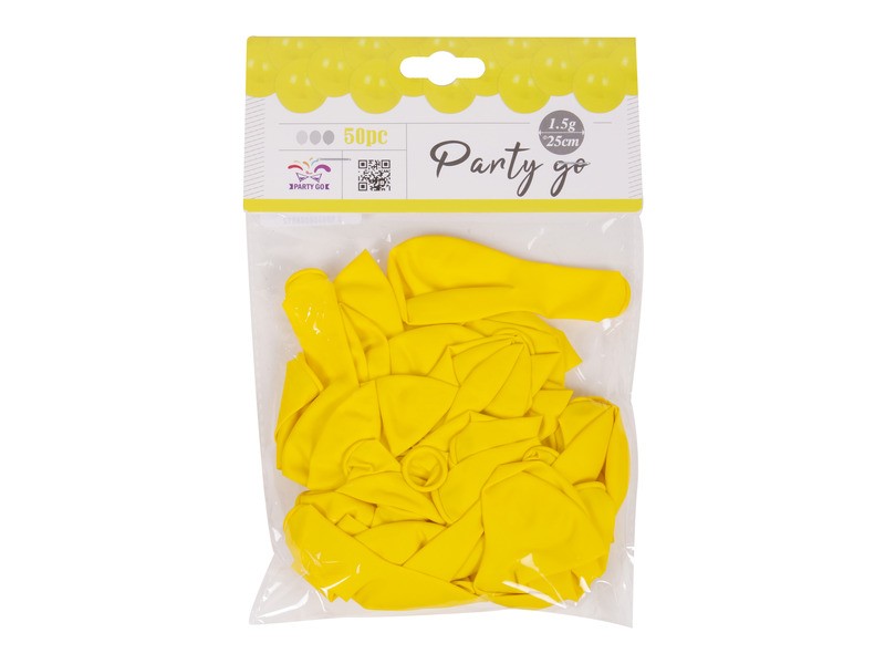 Sárga 25 cm lufi - 50 db/csomag