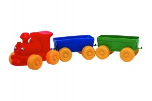 Műanyag színes vonat 3 darabos, 60×15×15 cm