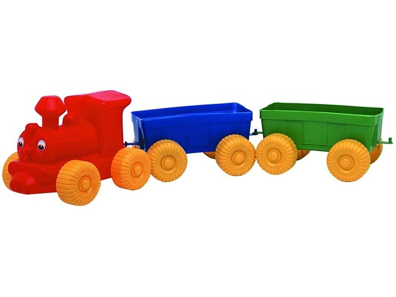 Műanyag színes vonat 3 darabos, 60×15×15 cm