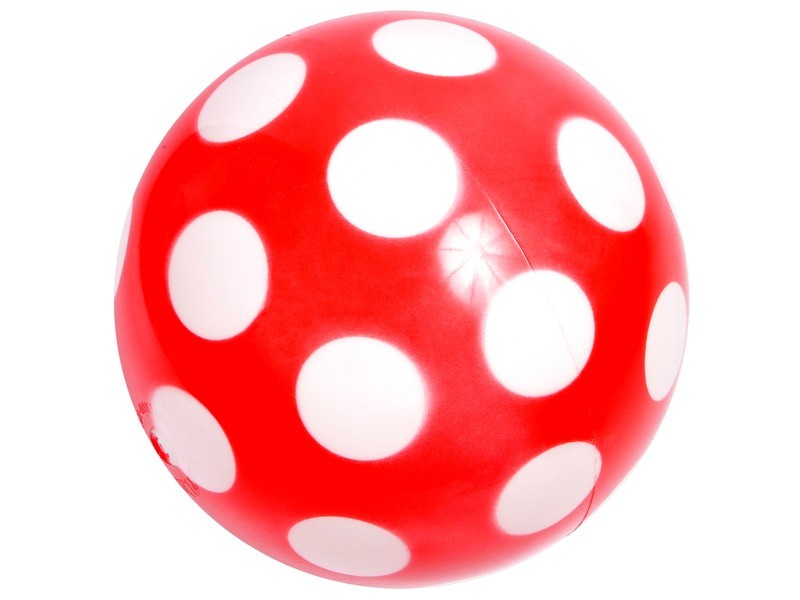Pöttyös piros lakkfényű labda, 22 cm