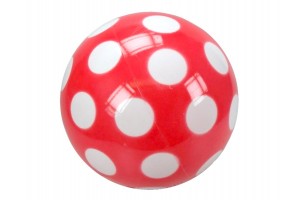 Pöttyös lakkfényű labda 18 cm - piros-fehér