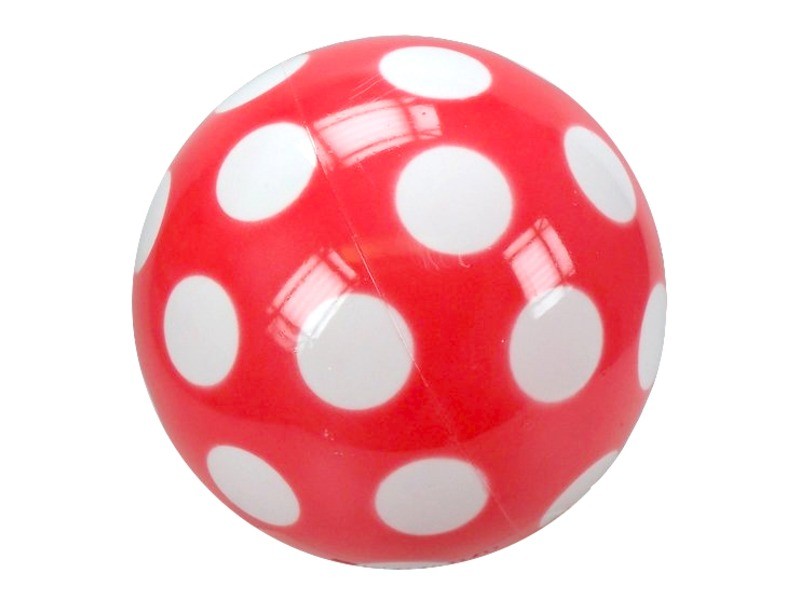 Pöttyös lakkfényű labda 18 cm - piros-fehér