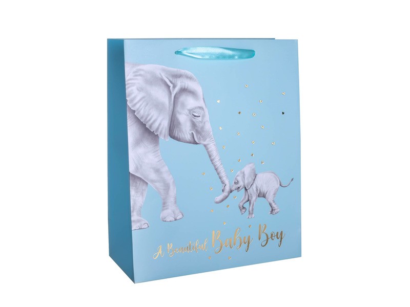 Elefánt anyuka + bébi mintás papírtasak 26x32