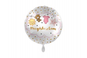 45 cm rózsaszín Megérkeztem fólia lufi