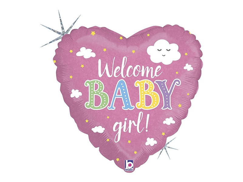 Welcome Baby Girl 45cm hologram fólia lufi