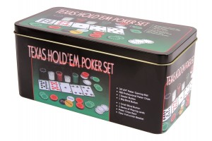 Pókerkészlet fémdobozban 200 zsetonnal