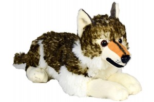 Fekvő plüss farkas - 28 cm