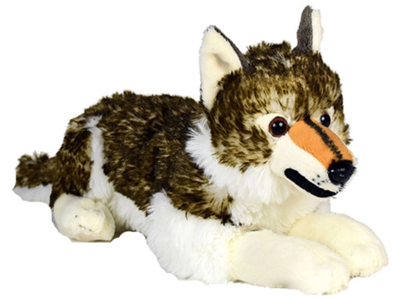 Fekvő plüss farkas - 28 cm