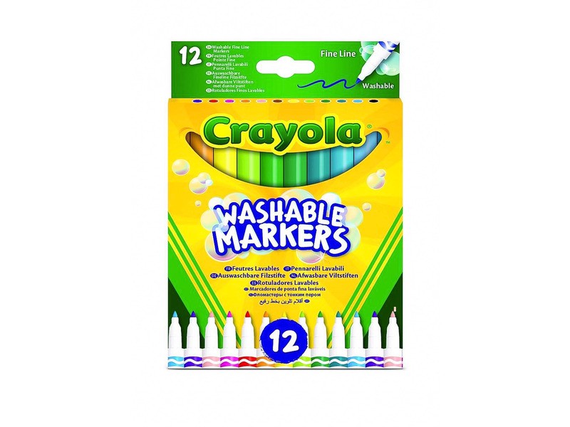 Crayola kimosható vékony filctoll - 12 db, élénk színek