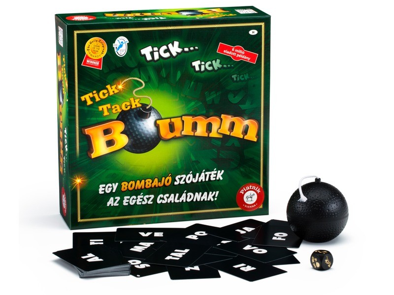 Tick Tack Bumm társasjáték - doboz és kártyák