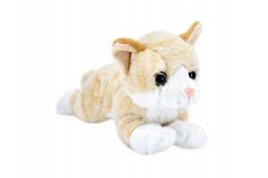 Cica fekvő plüssfigura - vörös, 27 cm