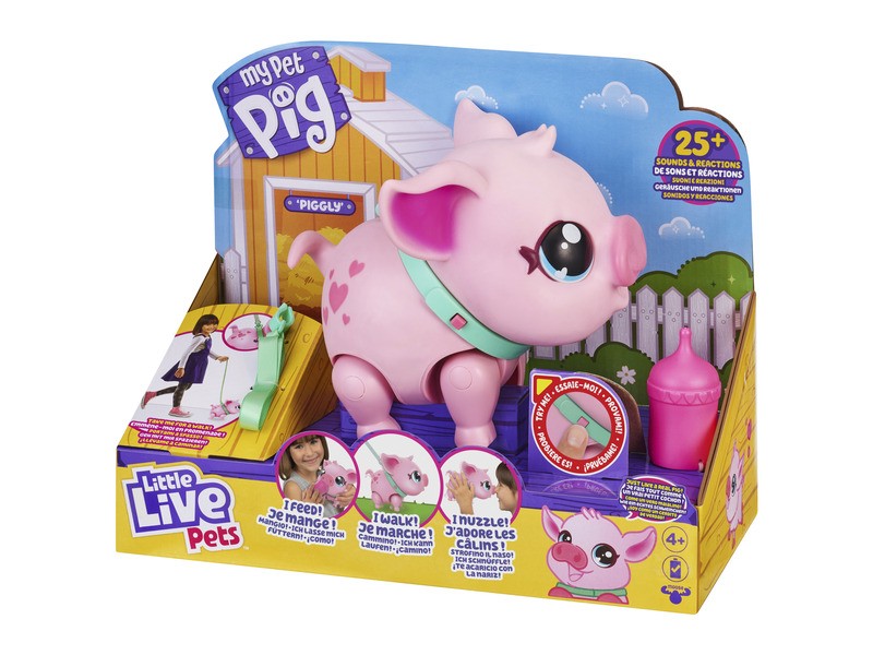 Pinki interaktív kismalac - pórázzal és cumisüveggel