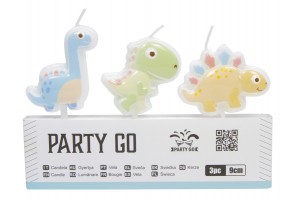 Dinós tortagyertya szett, 3 db, 8 cm