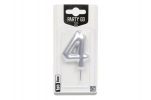 Ezüst 4-es számgyertya 6 cm