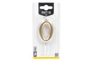 Arany 0-s szám gyertya, 6 cm