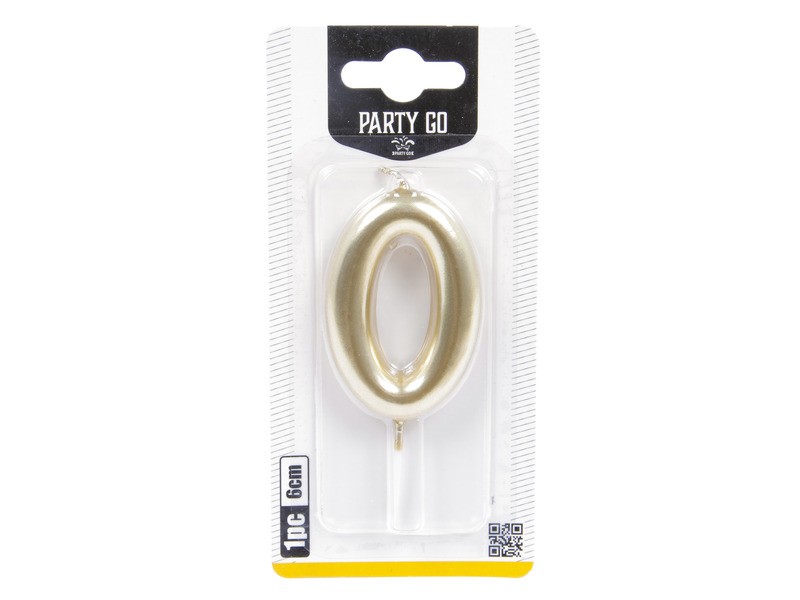 Arany 0-s szám gyertya, 6 cm