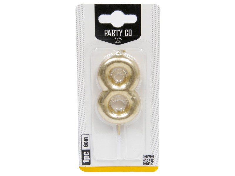 Arany 8-as számgyertya 6 cm