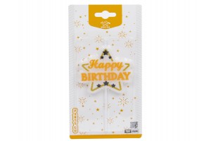 Happy Birthday csillagalakú gyertya, 14 cm, 1 db