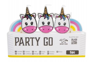 Unikornis tortagyertya szett 5 db, 9 cm