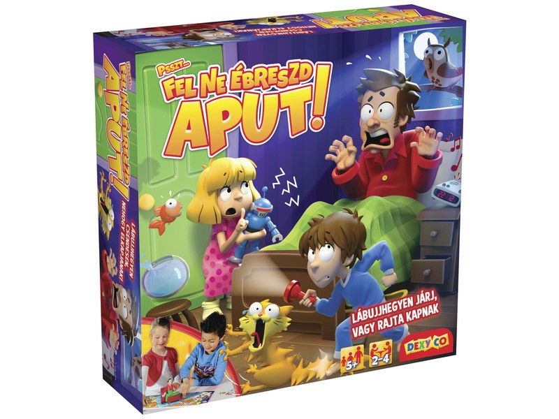 Fel ne ébreszd aput társasjáték – játéktábla és alvó apuka figura