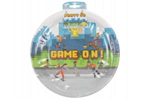 Game On papír tányér 22,5 cm, 6 db