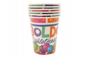 Boldog születésnapot papír pohár 6 db 2 dl