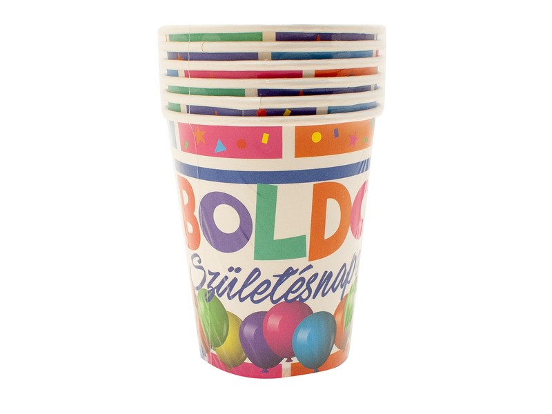 Boldog születésnapot papír pohár 6 db 2 dl
