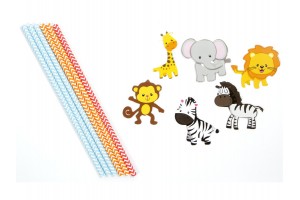 Papír szívószál 6 db figurás (dinó/unikornis)