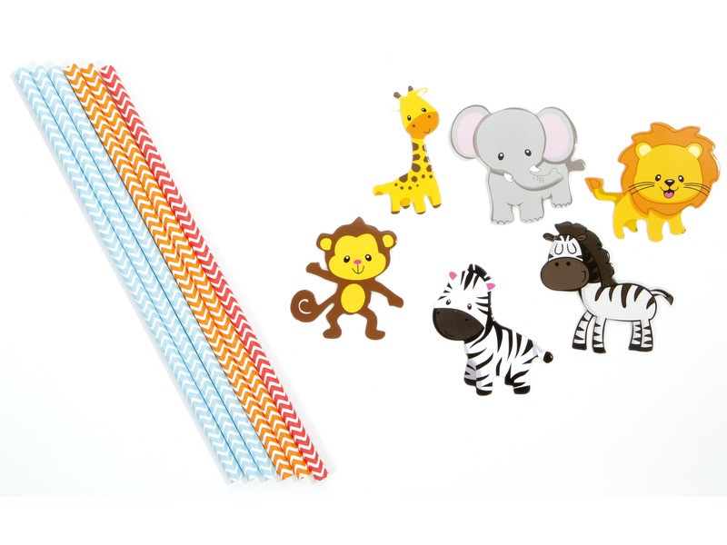 Papír szívószál 6 db figurás (dinó/unikornis)