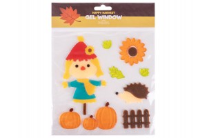 Ablakzselé: madárijesztő, sün és tök