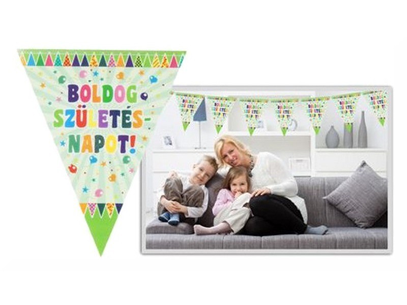 Boldog szülinapot zászlófüzér 3,6 m