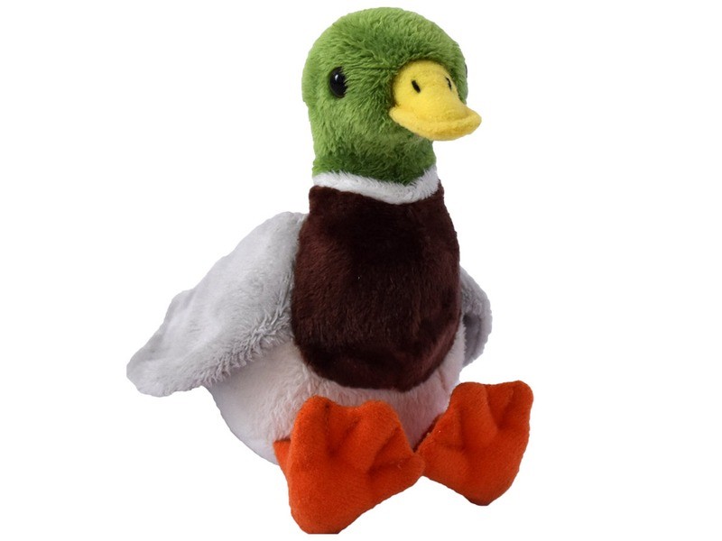 Vadkacsa plüssfigura 15 cm, zöld fej, sárga csőr