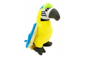 Kék-sárga papagáj plüssfigura, 15 cm