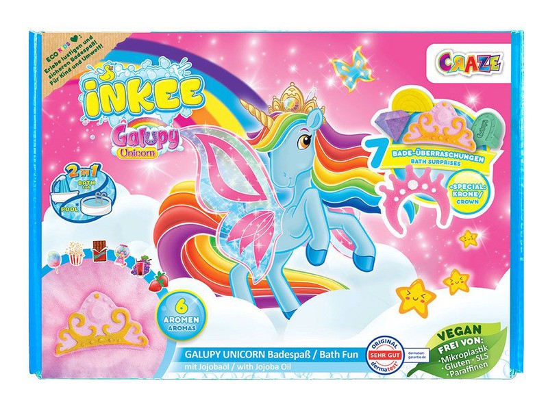 Inkee vegán fürdő szett, nagy unikornis figura