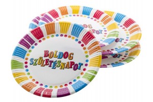 Boldog születésnapot papírtányérok — 6 db, 23 cm