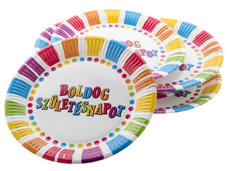 Boldog születésnapot papírtányérok — 6 db, 23 cm