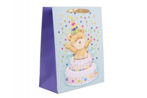 Papírtasak - maci tortában 26×32 cm