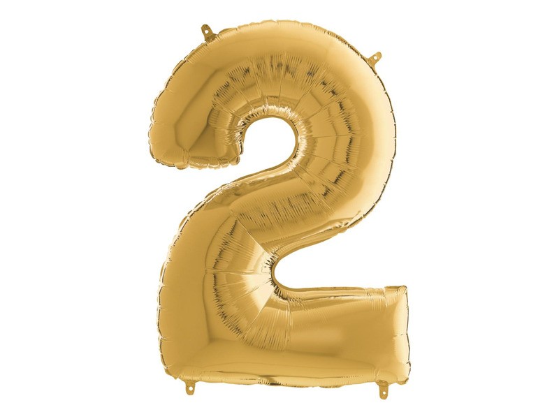 Arany 2-es számú héliumos fólia lufi, 65 cm