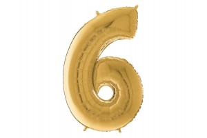 Arany 65 cm héliumos fólia lufi - 6-os szám