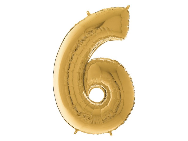 Arany 65 cm héliumos fólia lufi - 6-os szám