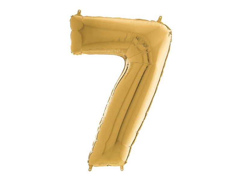 Arany 7-es szám héliumos fólia lufi, 65 cm